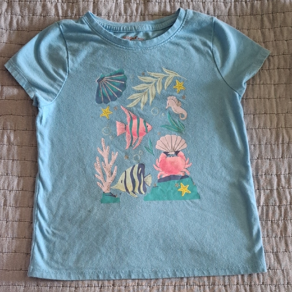 Cat & Jack Light Blue Ocean Life Graphic Tee